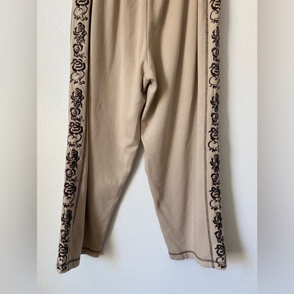 All American Comfort Tan Elastic Waist BOHO Cottagecore Casual Sweatpants 1X - Picture 3 of 8
